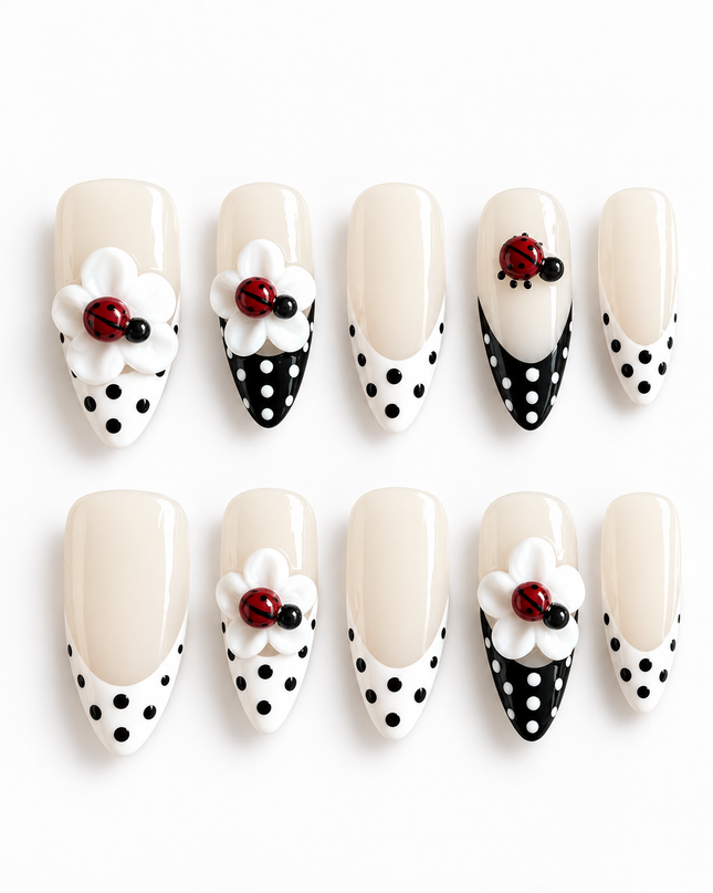 Lady-Bug 3D Press On Nails