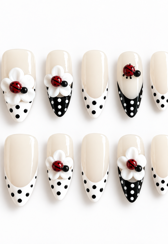 Lady-Bug 3D Press On Nails