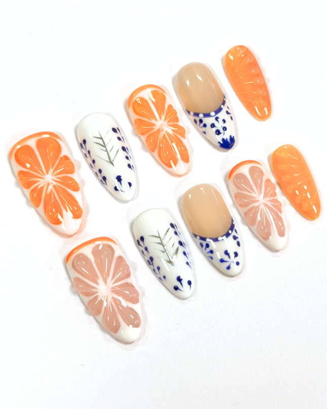 Greek Citrus Press On Nails