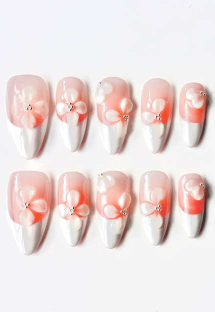Coral Petal Press On Nails