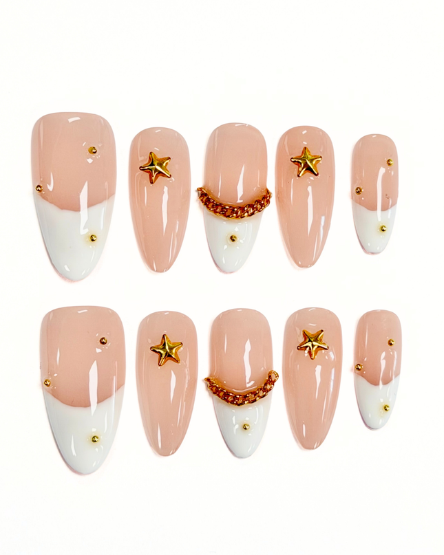 Golden Starlet French Press On Nails