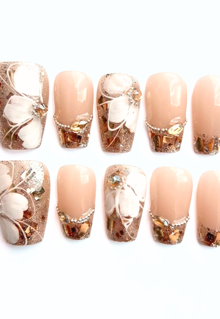 Gilded Bloom Press On Nails