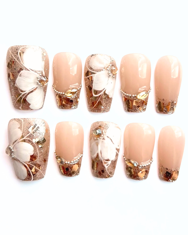 Gilded Bloom Press On Nails