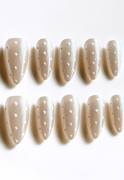 Pearl Polka-Dot Press On Nails