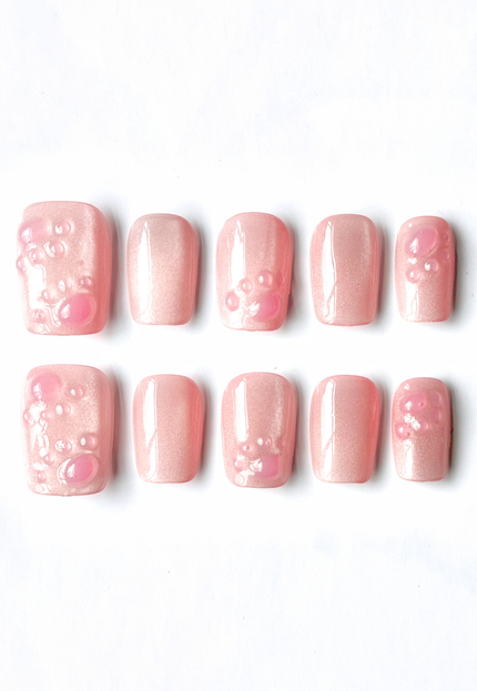 Blush Bubble Press On Nails