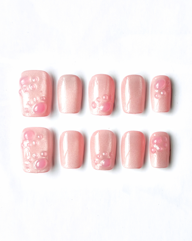 Blush Bubble Press On Nails