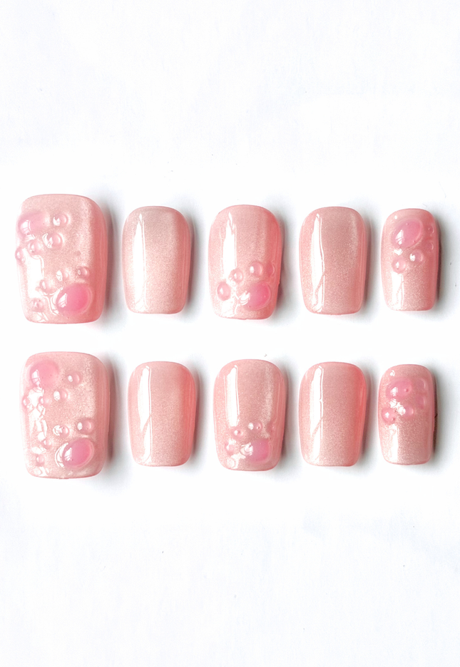 Blush Bubble Press On Nails