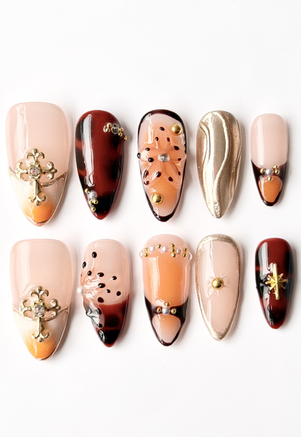 Orange Spring Press On Nails
