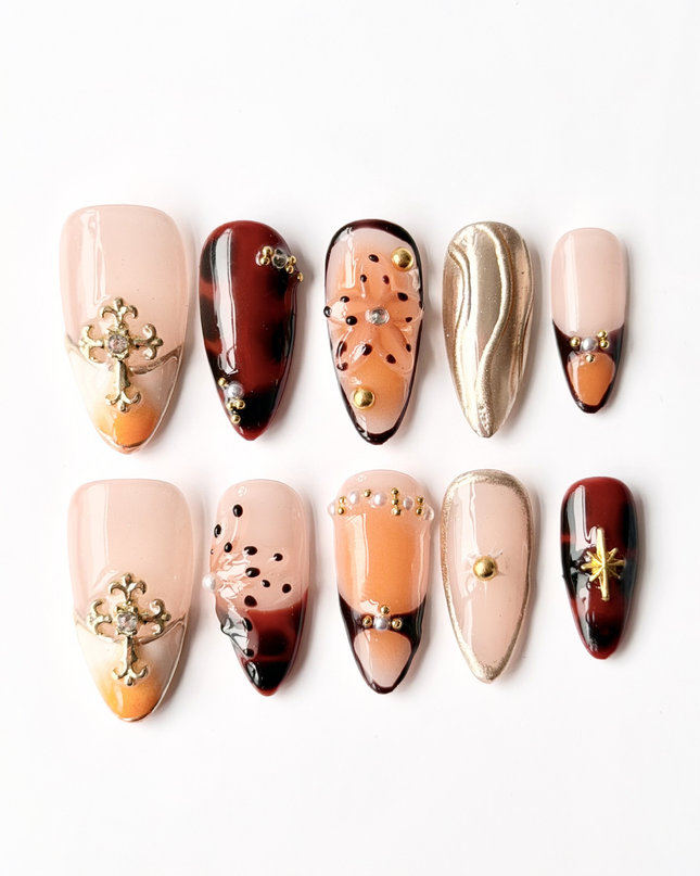 Orange Spring Press On Nails