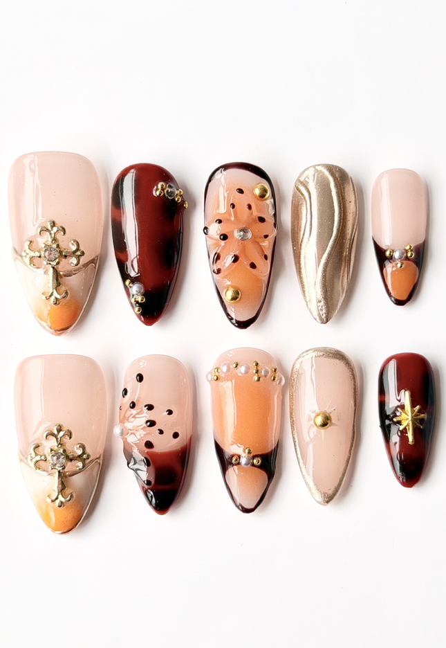 Orange Spring Press On Nails