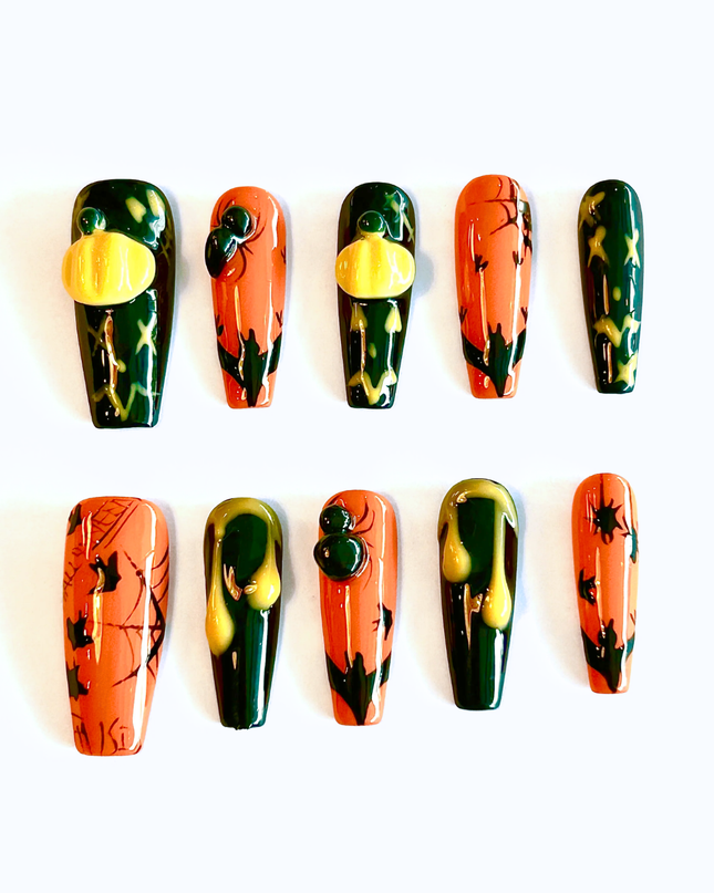 3D Pumpkin Press on Nails