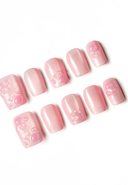 Blush Bubble Press On Nails