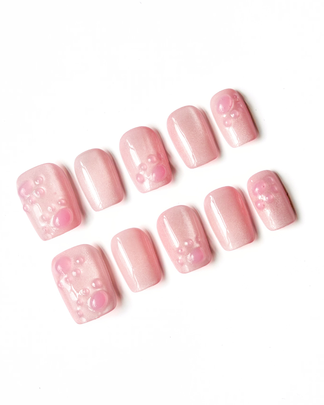 Blush Bubble Press On Nails