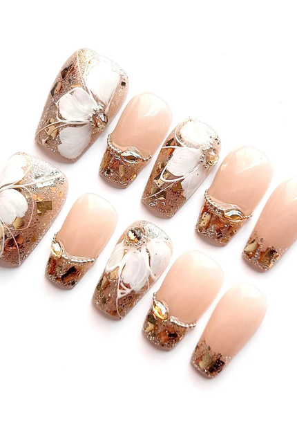 Gilded Bloom Press On Nails