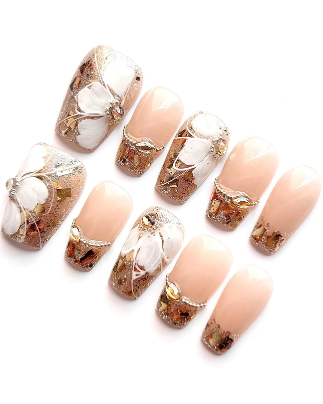 Gilded Bloom Press On Nails