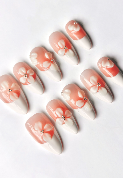Coral Petal Press On Nails