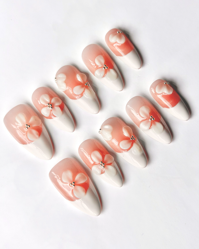 Coral Petal Press On Nails