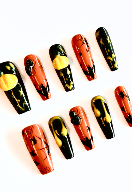 3D Pumpkin Press on Nails