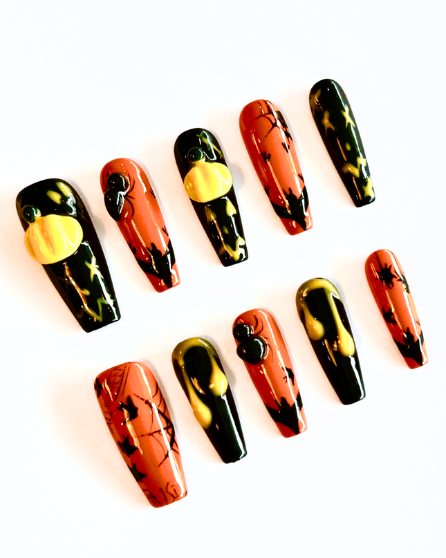3D Pumpkin Press on Nails