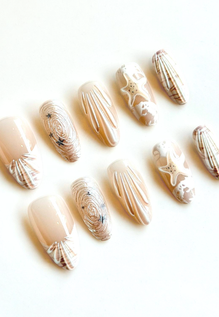 White Mermaid Press on Nails