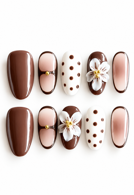 Brown Almond Press On Nails