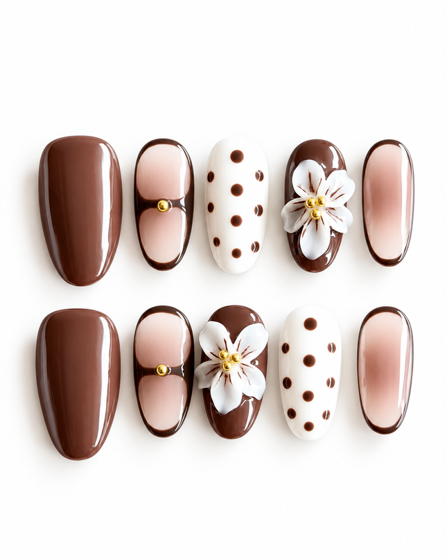 Brown Almond Press On Nails