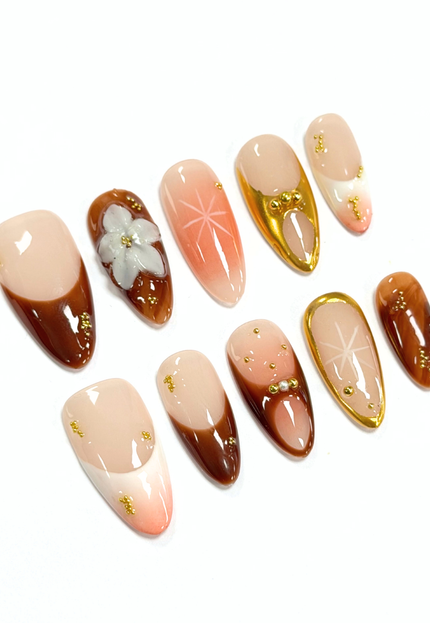 Golden Maple Bloom Press On Nails
