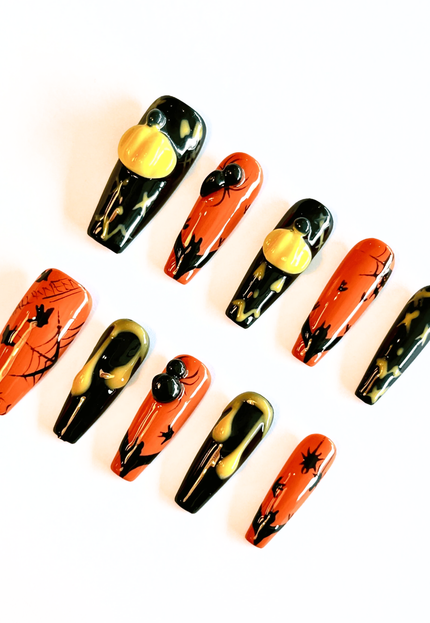 3D Pumpkin Press on Nails