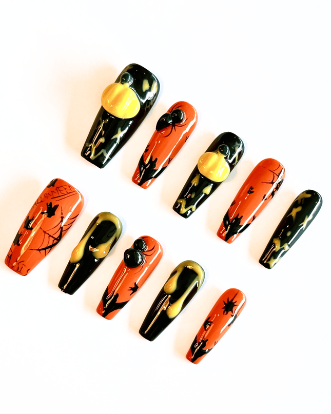 3D Pumpkin Press on Nails