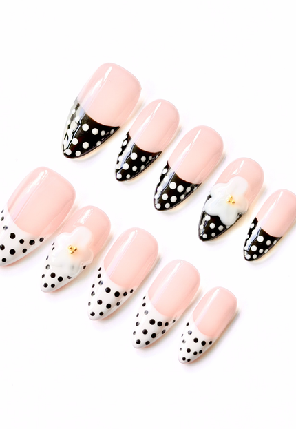 Polka Dot Petals Press On Nails