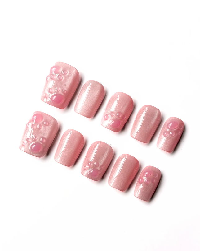 Blush Bubble Press On Nails