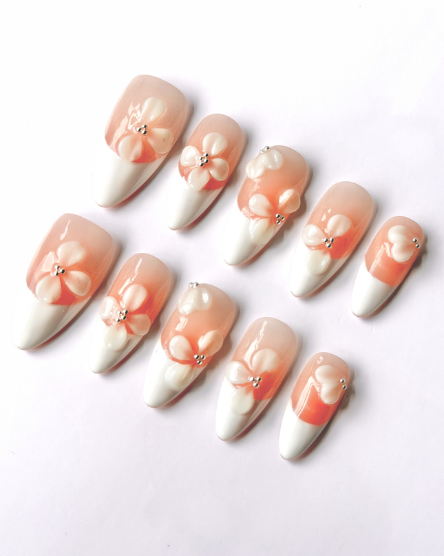 Coral Petal Press On Nails