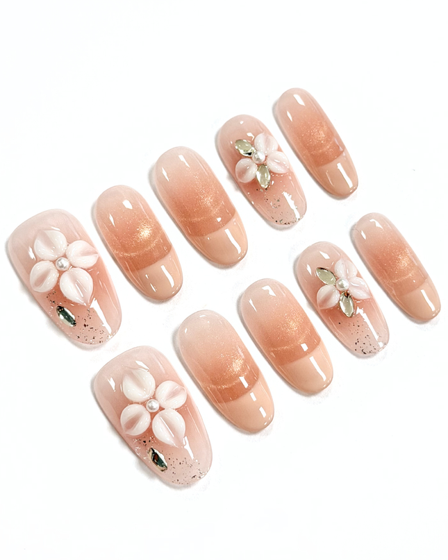 Nude Blossom Press On Nails