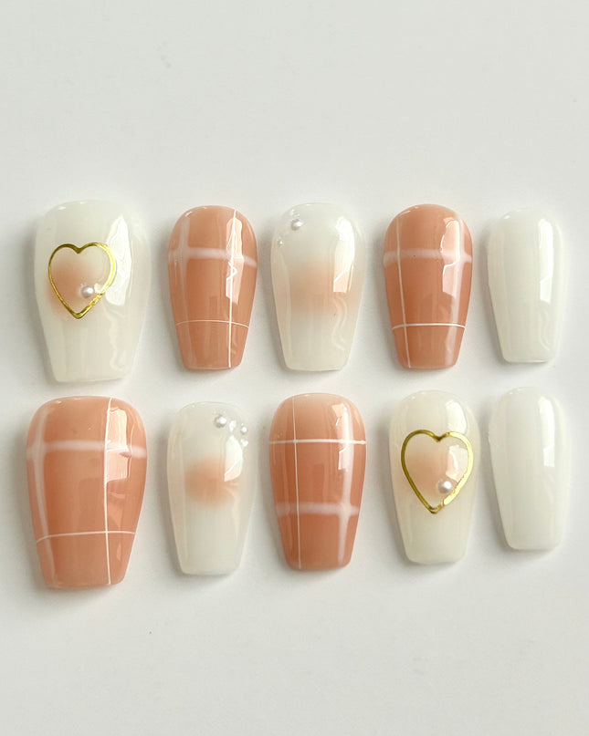 Nude Heart Press On Nails