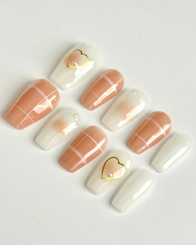 Nude Heart Press On Nails