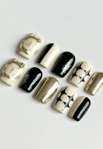 Chrome Star Press On Nails