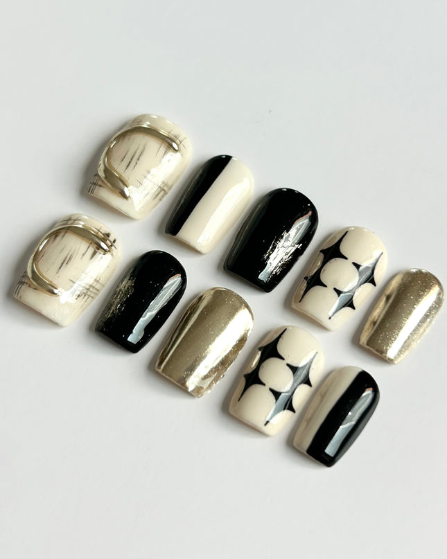 Chrome Star Press On Nails