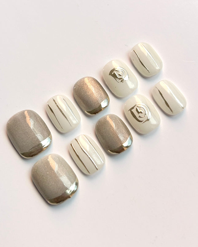 Silver Veil Press-On Nails
