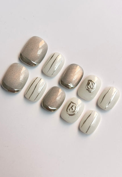 Silver Veil Press-On Nails