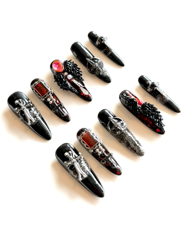 Gothic Mayhem 3D Press On Nails