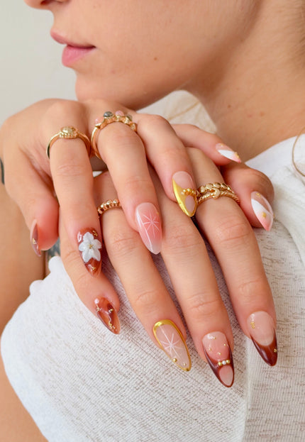 Golden Maple Bloom Press On Nails