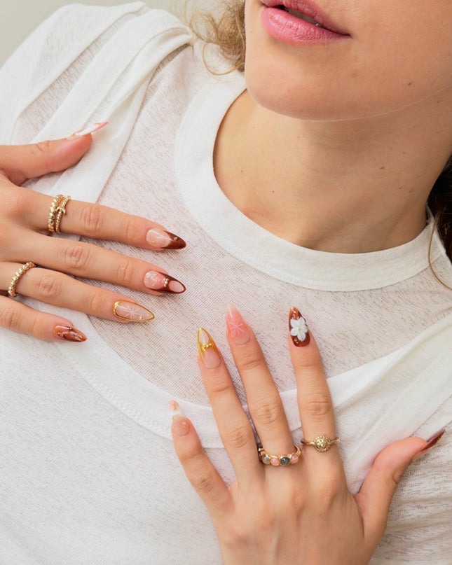 Golden Maple Bloom Press On Nails