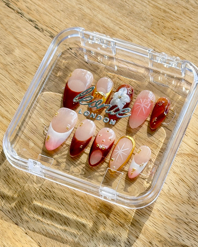 Golden Maple Bloom Press On Nails