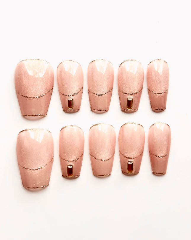 Nude Glitter Press On Nails