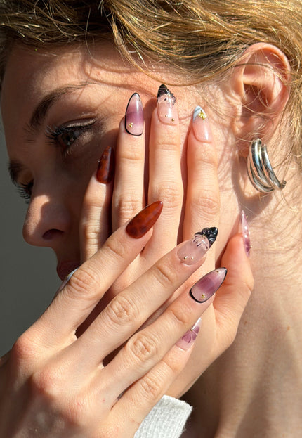 Purple Floral Press On Nails