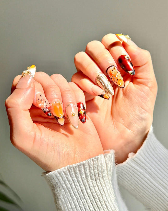 Orange Spring Press On Nails