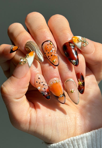 Orange Spring Press On Nails