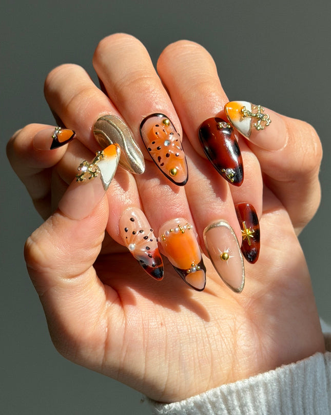 Orange Spring Press On Nails