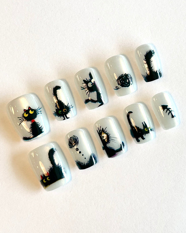 Black Cat Press on Nails