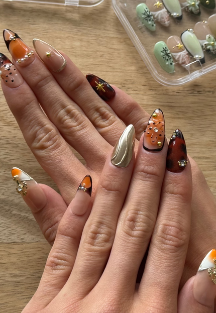 Orange Spring Press On Nails
